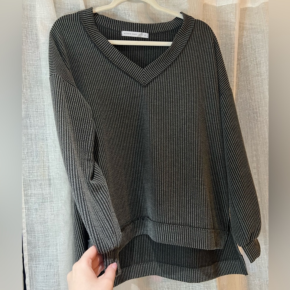 Altar'd State Charcoal V-Neck Sweater